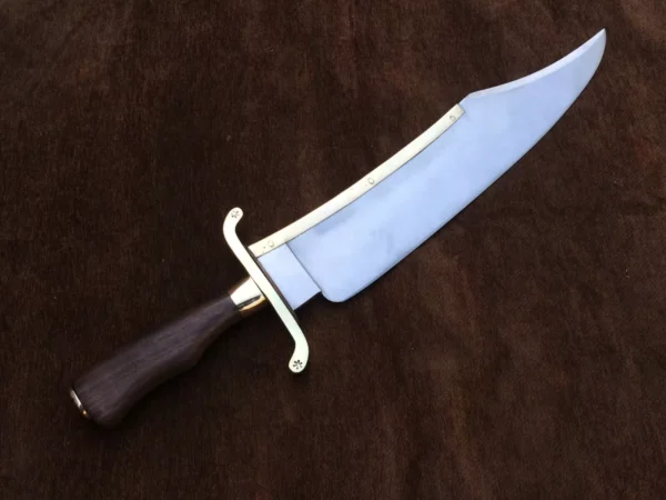 Alamo Musso Bowie knife , Custom handmade forged 5160 spring steel historical bowie knife, Museum Replica , 8mm thick, Brass spine guard , brass bolster and butt cap , oak wood handle and razor Sharp, custom knife, Come with cowhide leather sheath