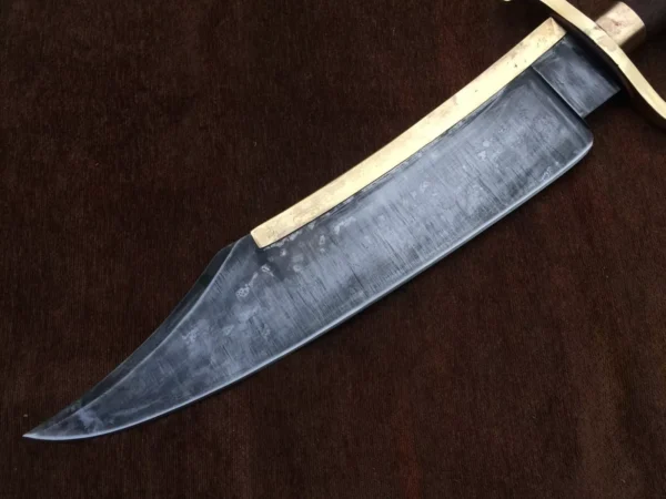 Alamo Musso Bowie knife , Custom handmade forged 5160 spring steel historical bowie knife, Museum Replica , 8mm thick, Brass spine guard , brass bolster and butt cap , oak wood handle and razor Sharp, custom knife, Come with cowhide leather sheath antiqued bowie knife