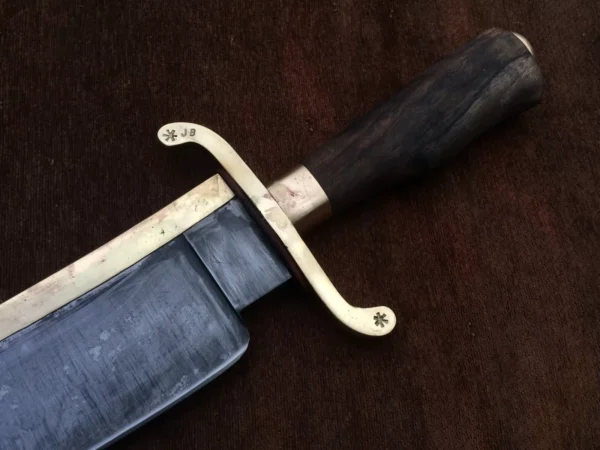 Alamo Musso Bowie knife , Custom handmade forged 5160 spring steel historical bowie knife, Museum Replica , 8mm thick, Brass spine guard , brass bolster and butt cap , oak wood handle and razor Sharp, custom knife, Come with cowhide leather sheath antiqued bowie knife