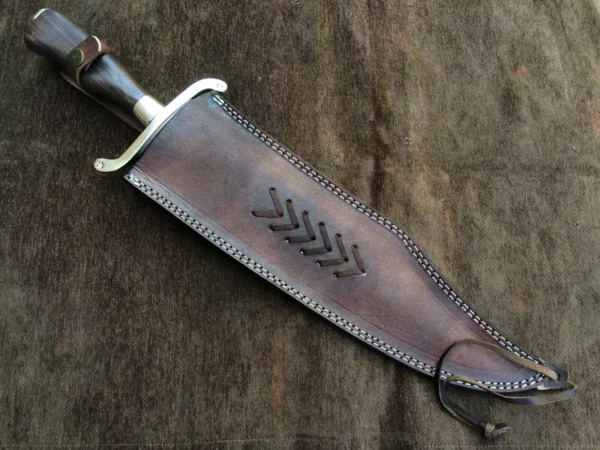 Alamo Musso Bowie knife , Custom handmade forged 5160 spring steel historical bowie knife, Museum Replica , 8mm thick, Brass spine guard , brass bolster and butt cap , oak wood handle and razor Sharp, custom knife, Come with cowhide leather sheath