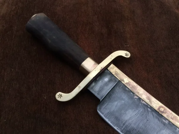 Alamo Musso Bowie knife , Custom handmade forged 5160 spring steel historical bowie knife, Museum Replica , 8mm thick, Brass spine guard , brass bolster and butt cap , oak wood handle and razor Sharp, custom knife, Come with cowhide leather sheath antiqued bowie knife